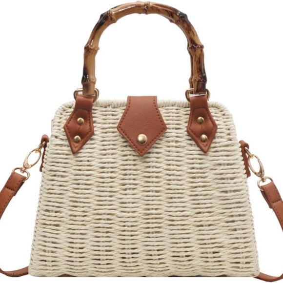 Handbags - Cross Body Handbags for Women Straw Woven Beach Bag 2025 Summer Handmade Purses